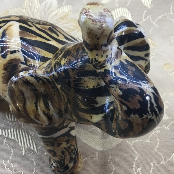 Vintage La Vie Safari Patchwork Ceramic Elephant / Trunk Up Figurine - Picture 4 of 9